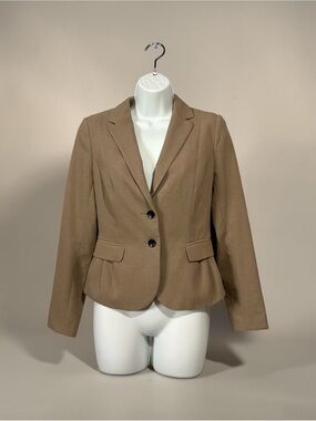H&M, Beige Tailored Blazer Jacket, Fitted Career Office Chic Stret, US 6